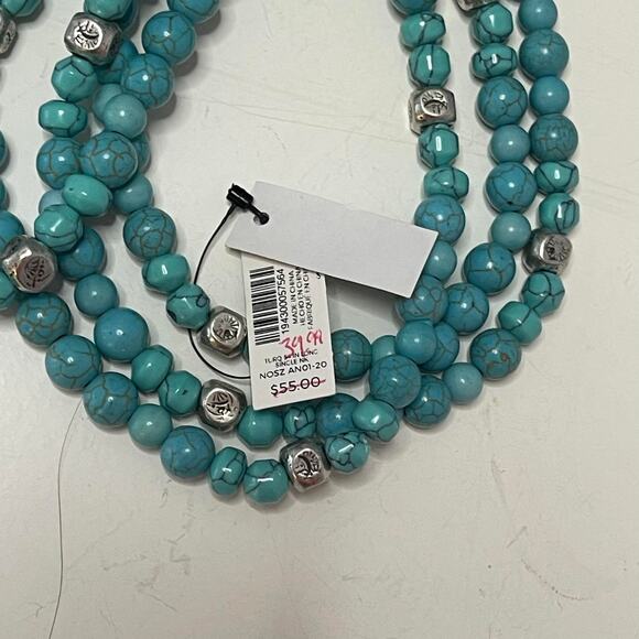 Chico's turquoise dyed stone beads with silver tone signed costume jewelry - Picture 5 of 15